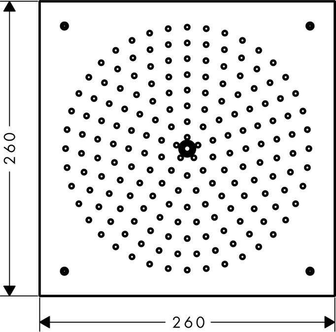 Produktbild hansgrohe HG Kopfbrause RAINDANCE 1jet Unterputz, 260x260mm chrom (1 Strahlart, 15 l/min)