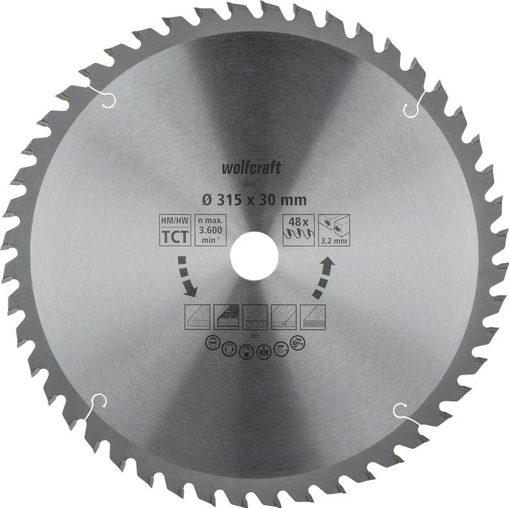 Produktbild wolfcraft 1 Tisch-Kreissägebl. HM, 48 Zähne ø315mm