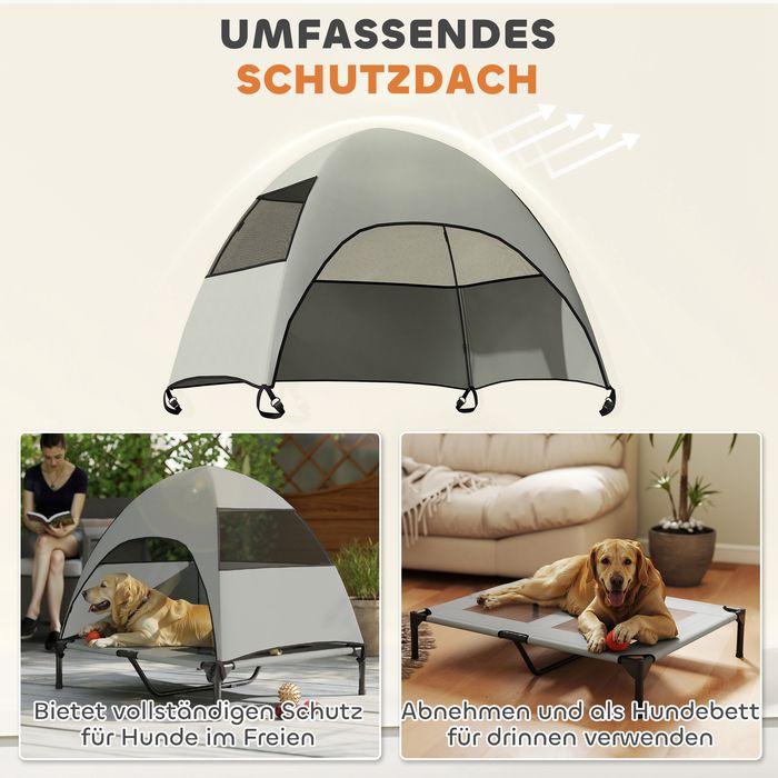 Produktbild Swisshandel24 Hundeliege Outdoor mit Dach, Erhöhtes Hundebett für Grosse Hunde, 91 x 76 x 90 cm, Hellgrau (Hund)