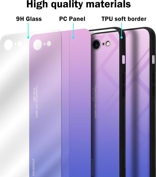Produktbild Cadorabo TPU 2 Farben Glas Cover (Apple iPhone 7, Apple iPhone SE (2nd Gen))