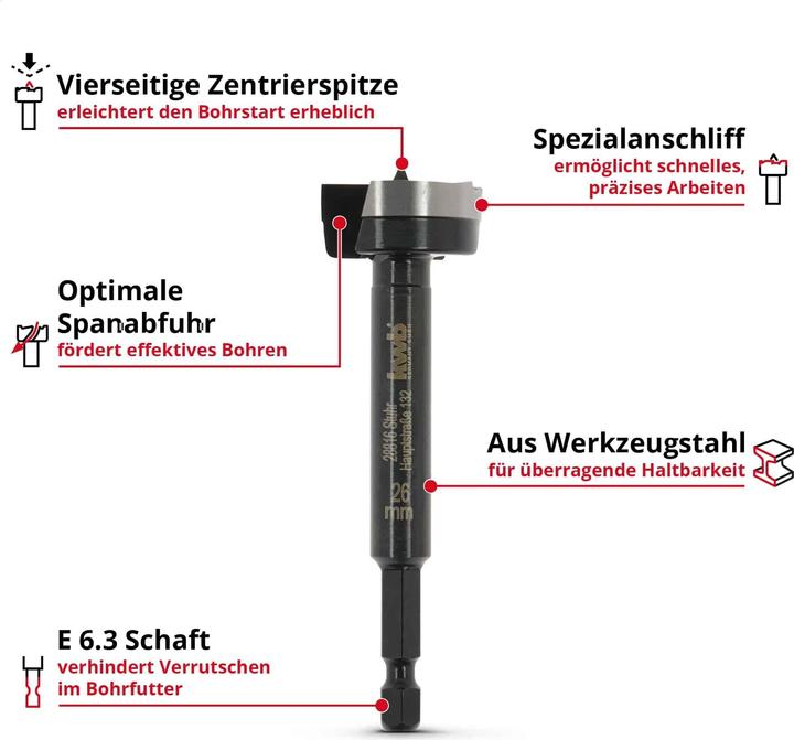 Image du produit kwb Mèche à bois, 706426, 26 mm (26 millimètres)