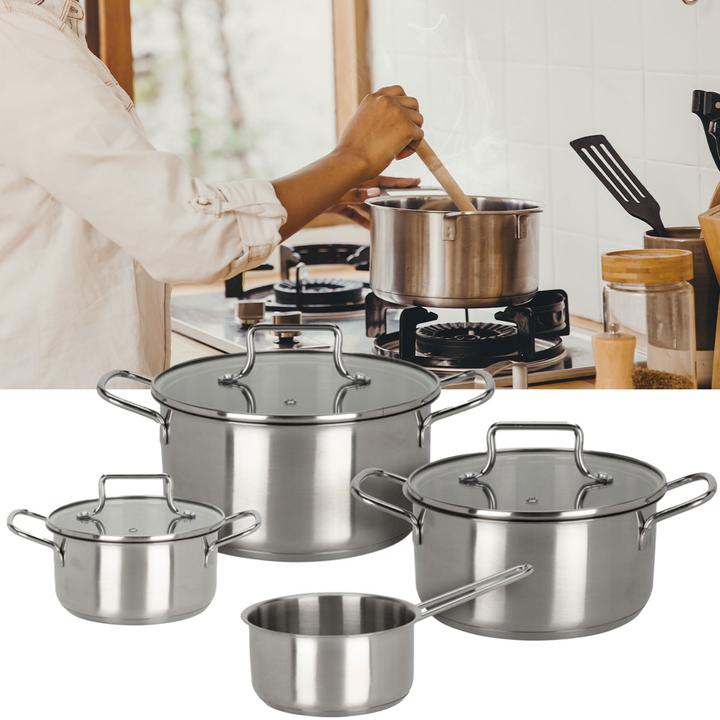 Actual product image Excellent Houseware 7-piece saucepan set (Pan set + pot set, Stainless steel)
