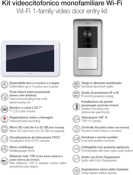 Produktbild Vimar Video-Türsprechanlage mit Touchscreen, RFID, Freisprechen und Aufnahmefunktion