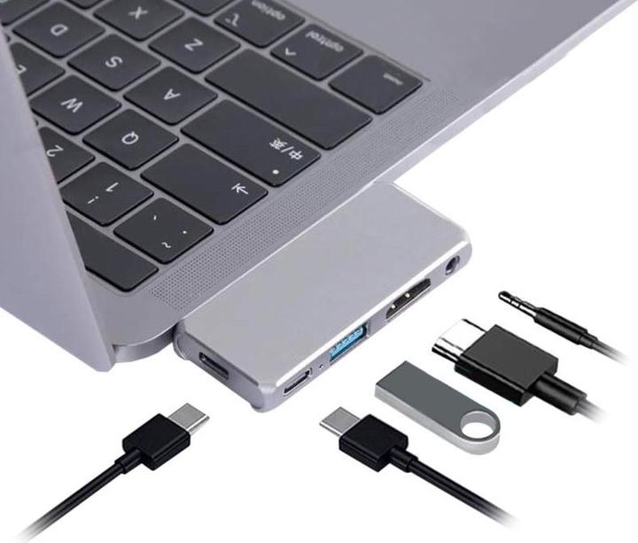 Immagine prodotto JTI USB-C multiporta - HDMI, USB-C, USB-3.0, 3,5 mm (USB-C, 5 porte)