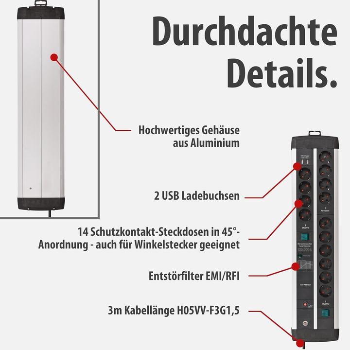 Produktbild Brennenstuhl Premium-Protect-Line (14x, CEE 7/3, 3 m)