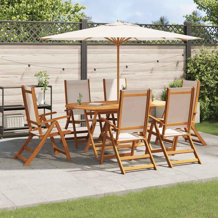 Immagine prodotto vidaXL Mobili da giardino set da pranzo set da giardino 7 pezzi in legno massiccio di acacia textilene (160 cm)