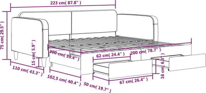 Image du produit vidaXL ausziehbares Tagesbett
