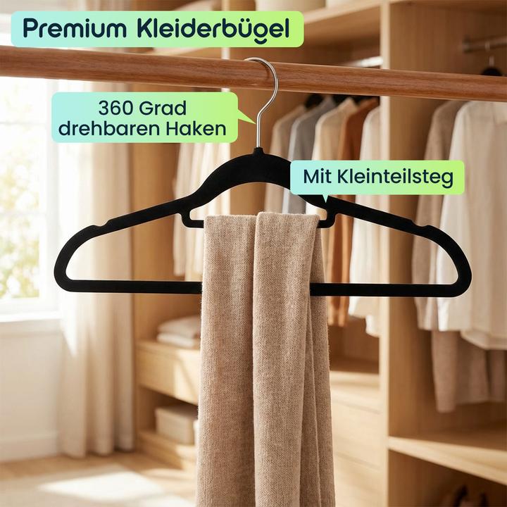 Produktbild Ideoon Premium Kleiderbügel, 10er-Set, mit 360 Grad drehbarem Haken (10x)