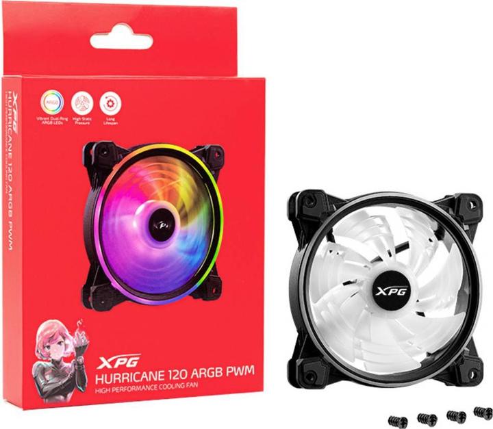 Produktbild XPG HURRICANE120ARGBPWM-BKCWW computer cooling system Computer case Fan Black, White (120 mm, 1x)