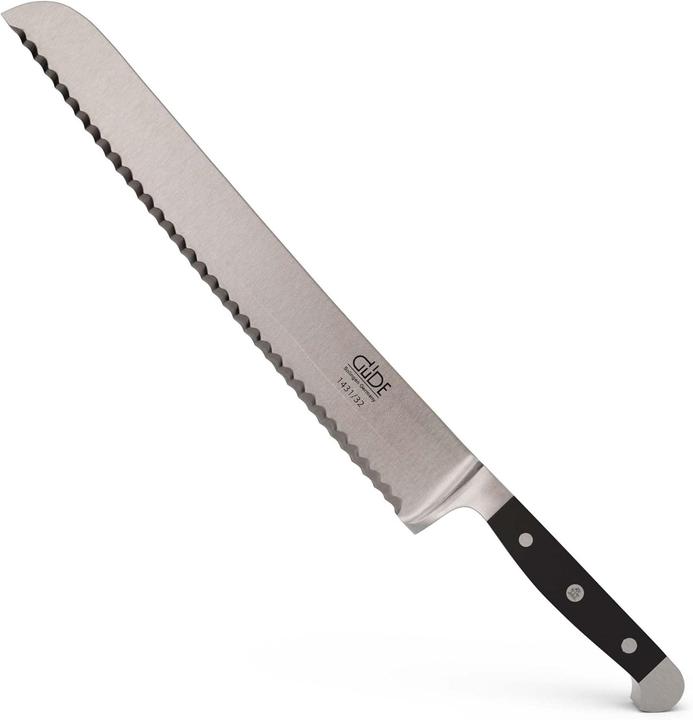 Güde Brotmesser "Franz ", geschmiedet, Doppelkropf, Griff: POM schwarz, Linkshänderausführung