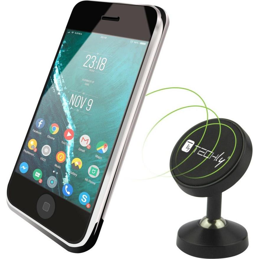 Techly Autohalterung mit magnetischem Halter, Smartphone Halterung, Schwarz