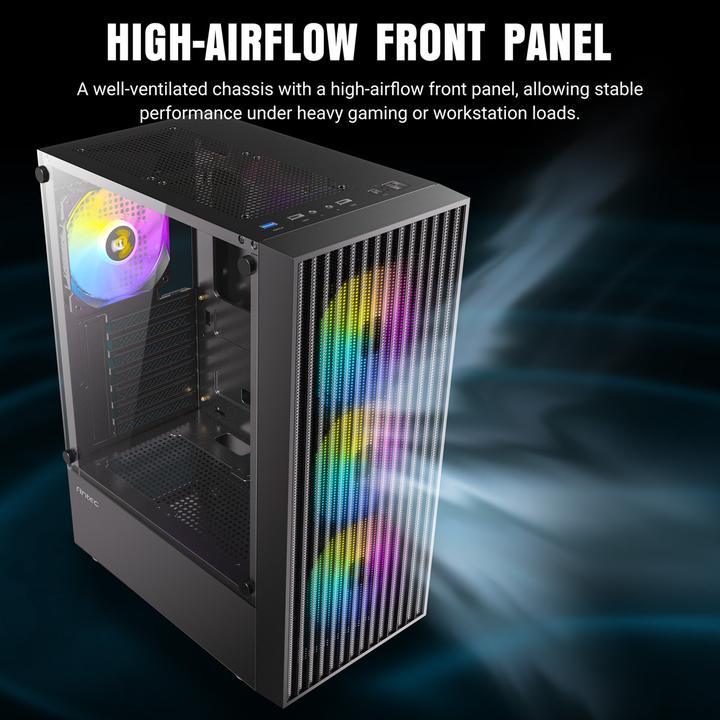 Immagine prodotto Antec Boitier Moyen Tour Atx Ax27 Elite RGB Avec Panneau Vitré (Noir) (ATX, ITX, mATX)
