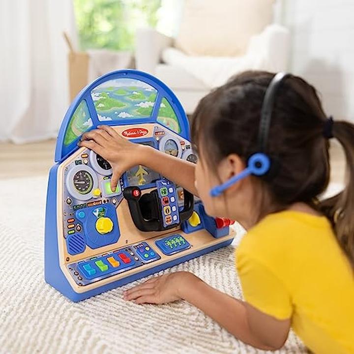 Productafbeelding Melissa & Doug - Interactief dashboard voor vliegtuigpiloten, houten speelgoed voor jongens en meisjes vanaf