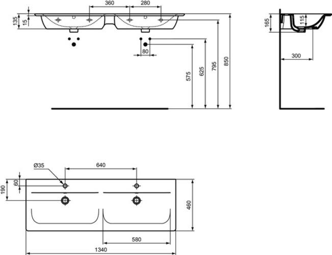 Image du produit Ideal Standard Meuble double vasque Connect Air 134 cm blanc E027201 (460 mm, 1340 mm)