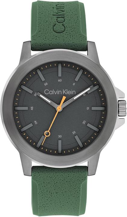 Actual product image Calvin Klein Three-Hand Quartz Movement Watch with Green Silicone Strap (42 mm)