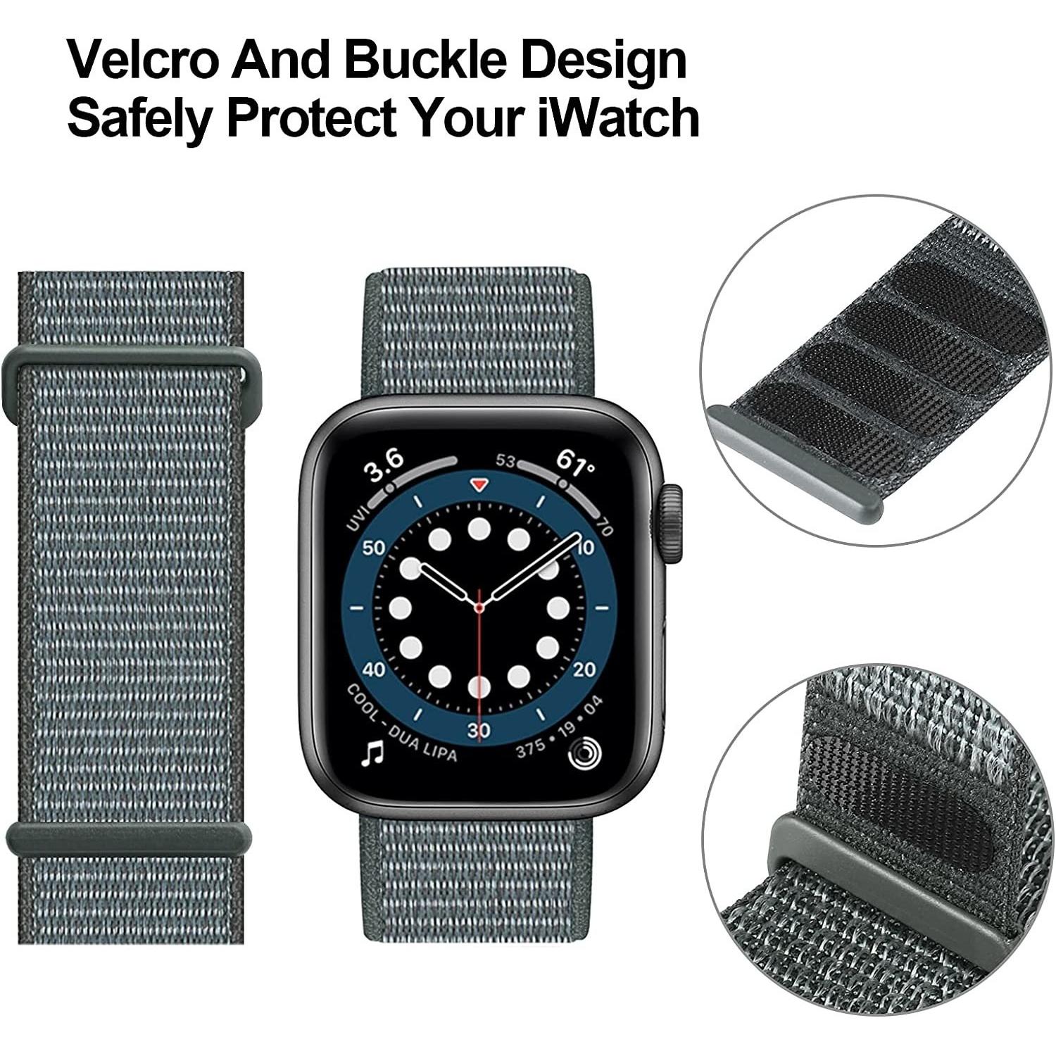 Thumbnail - Strap-it Armband (Nylon, Apple Watch), Uhrenarmband, Grau, Grün