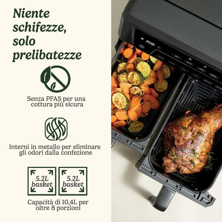Produktbild NoName Doppelzonen-Luftfritteuse, Braten, Grillen, Backen, Dehydrieren, spülmaschinenfeste Teile