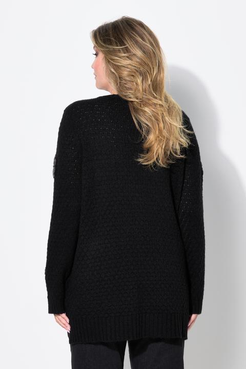 Immagine prodotto Miamoda Pullover, Classic Fit, 3D Blüten, Seitenschlitze (46, 48)