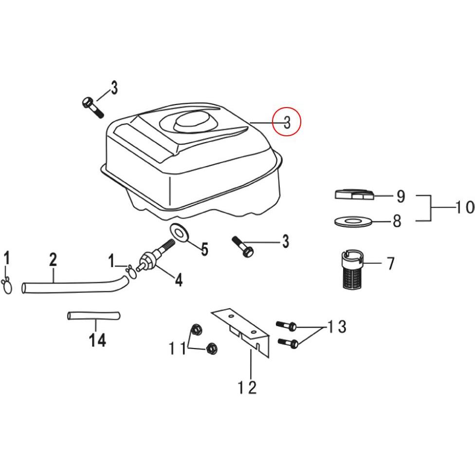 Thumbnail - Wiltec, Zubehör Gartenmaschinen, Benzinmotor 13 PS Ersatzteil Benzintank Kraftstofftank Benzin Tank Behälter