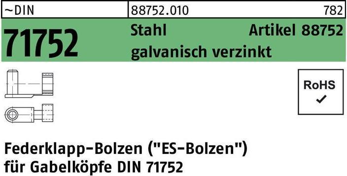 Actual product image Reyher Spring folding bolt R 88752 ES 8 x 32 Steel, galvanised