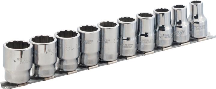 Actual product image Irimo 1/2" socket spanner set with square drive, metric, twelve-sided - 10 parts, on clamping strip (1/2")