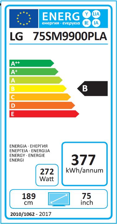Energie-Label LG 75SM9900 (75", Nano-Cell, 8K, 2019)