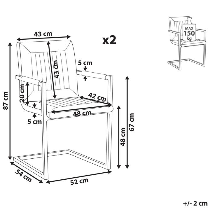 Actual product image Beliani Dining Chair Imitation Leather Brown Set Of 2 BRANDOL