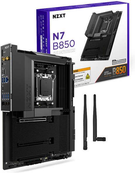NZXT N7 B850 WiFi Black AM5 Cover N7-B85XT-B1 retail - AMD Sockel AM5 (Ryzen Zen4) (AM5, AMD B850, ATX)