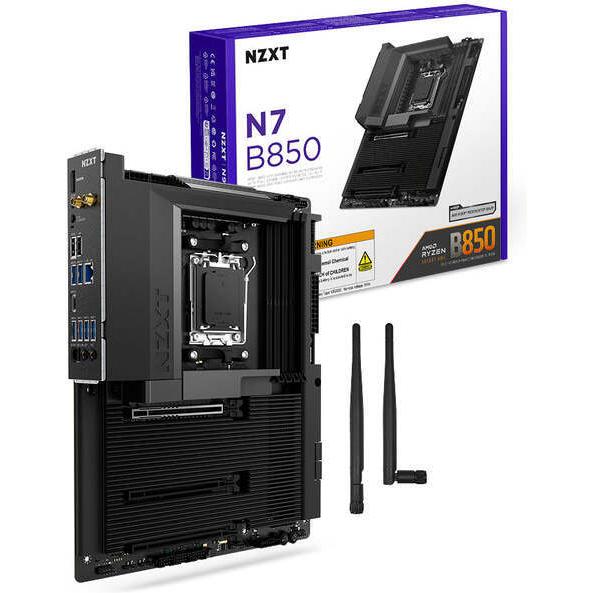 NZXT N7 B850 WiFi Black AM5 Cover N7-B85XT-B1 retail - AMD Sockel AM5 (Ryzen Zen4) (AM5, AMD B850, A