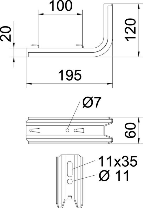 Image du produit OBO Bettermann OBO Console pour bac à grille 150 mm de largeur 195 mmmelforzinket
