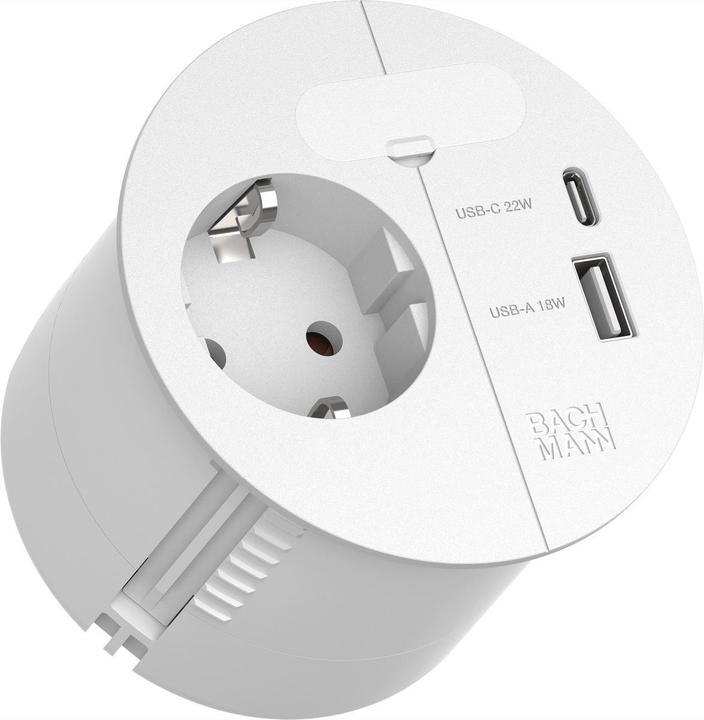 Bachmann LOOP IN CHARGE Steckdose USB A/C Winkelstecker, weiss (938.301) (1 x, CEE 7/3, 2 m)
