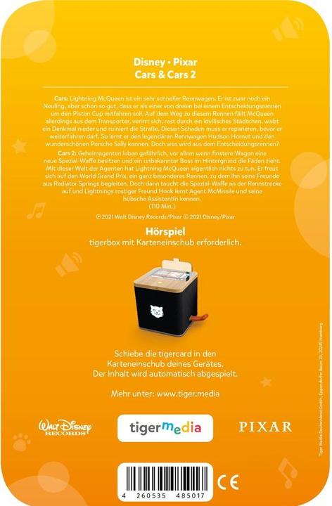 Produktbild Tigermedia tigercard - Disney - Cars 1 & Cars 2
