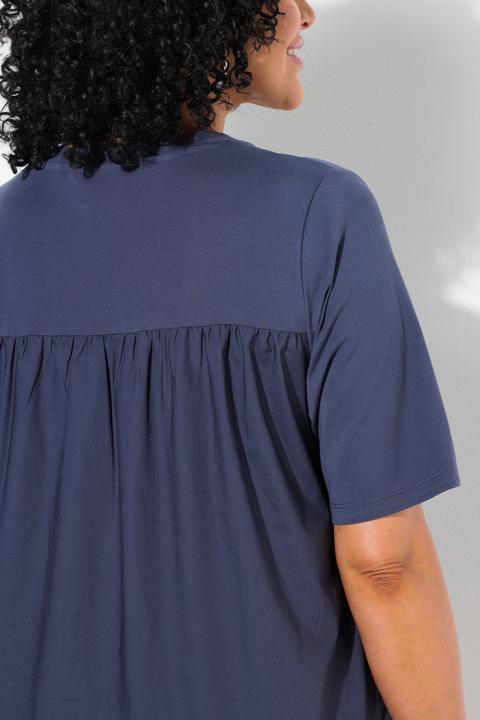Produktbild Ulla Popken T-Shirt, Materialmix, A-Linie, V-Ausschnitt, Halbarm (58)