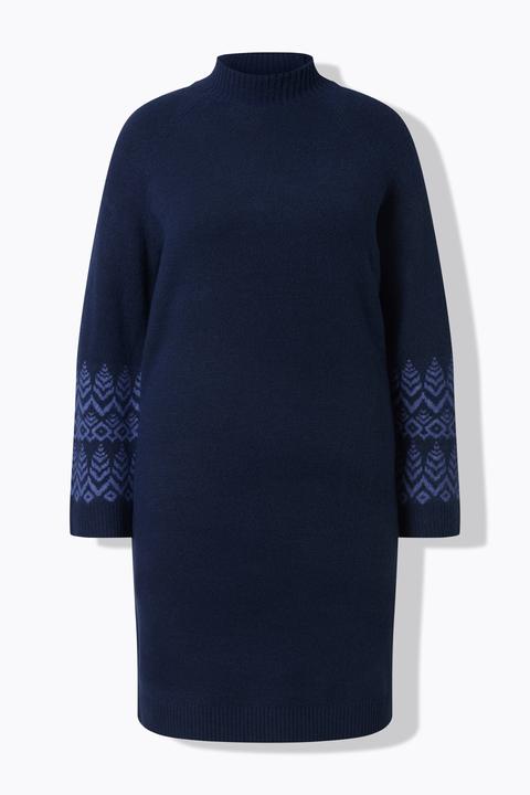 Produktbild Ulla Popken Strickkleid, Norwegermuster, Stehkragen, Langarm (50, 52)