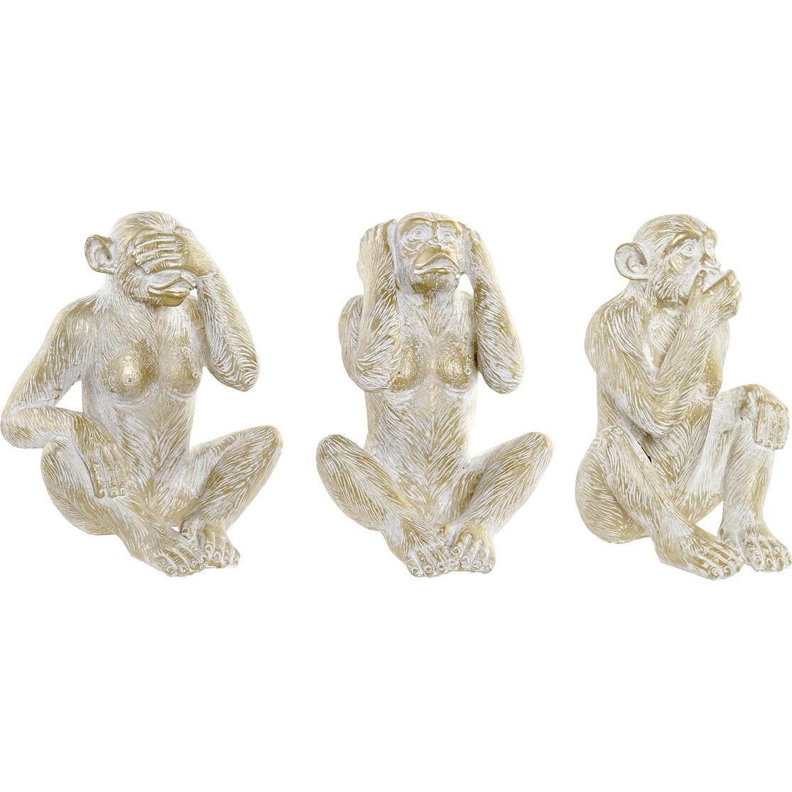 Esprit, Deko Objekt, Deko-Figur Home Gold Affe Tropical 21 x 17 x 25 cm (3 Stück)