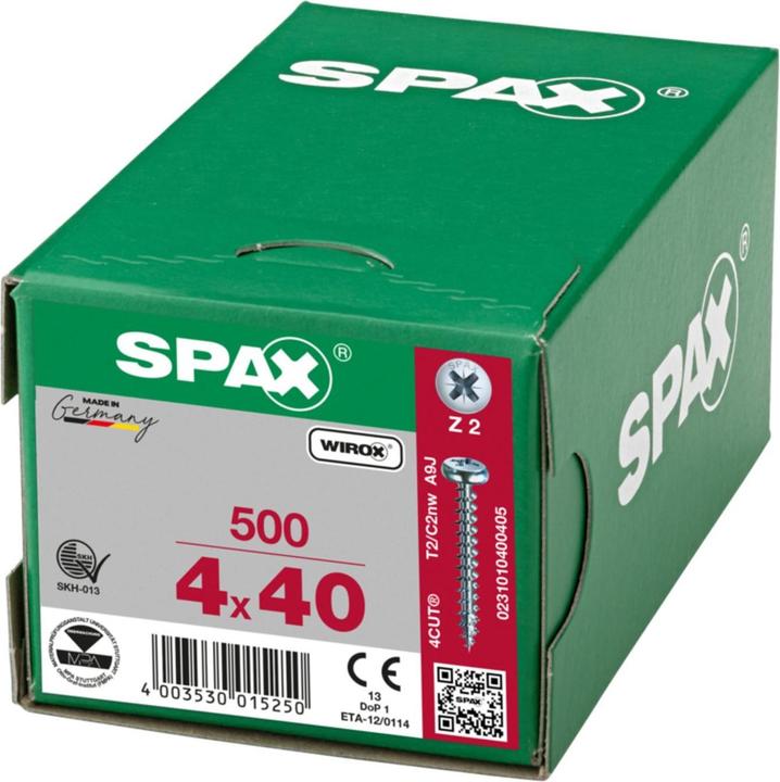 Produktbild Spax Halbrundkopf Kreuzschlitz Z2 Vollgewinde Wirox (500 Schrauben pro Stück, 4 x 40 mm)