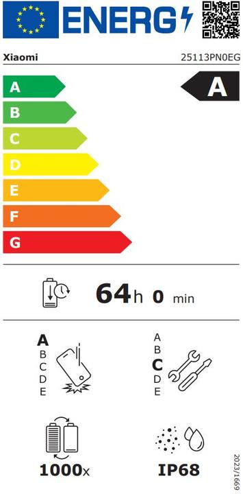 Label énergétique Xiaomi 17 (256 Go, Venture Green, 6.30", Double SIM, 5G)