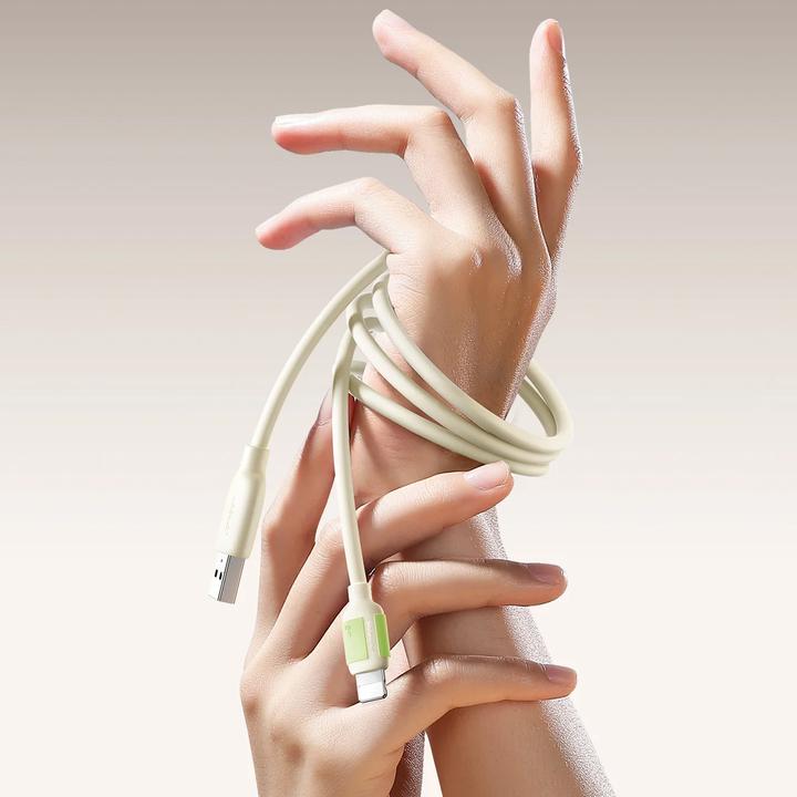 Actual product image Joyroom 3A Fast Charging Data Cable USB-A to Lightning, 2m - Beige (2 m, 30 W)