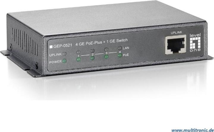 Produktbild LevelOne Level One GEP-0521: 4 GE PoE-Plus + 1 GE (5 Ports)