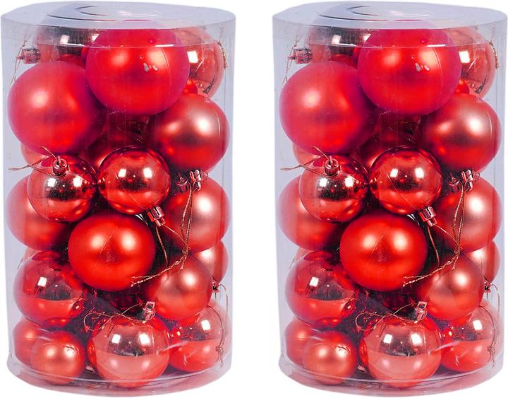 Produktbild Mojawo 60tlg. Christbaumkugeln / Weihnachtskugeln rot Ø 4/5/6/7cm (60x)