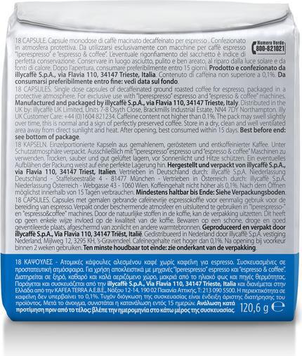 Valori nutrizionali e ingredienti Illy Decaffeinato (18 x Porta.)