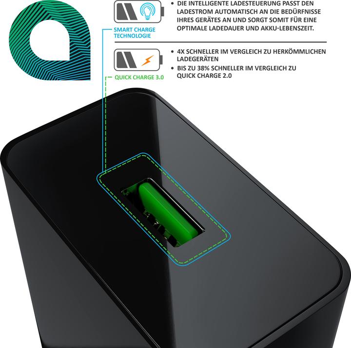 Produktbild Aplic Wireless 10 W Fast Charger + Quick Charge 3.0 USB Typ A Ladegerät, Schnell-Ladegerät Induktiv (10 W)