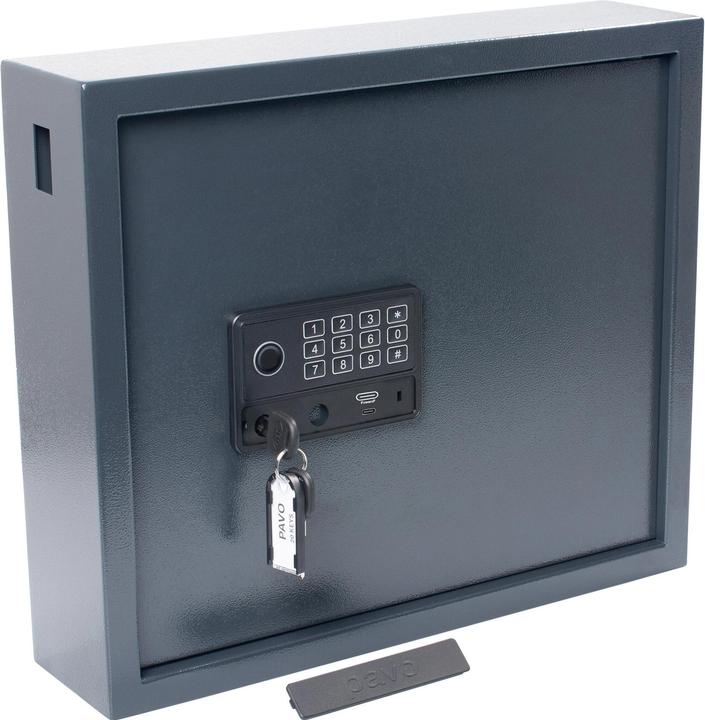 Actual product image pavo High Security key safe grey with 20 hooks electronic lock