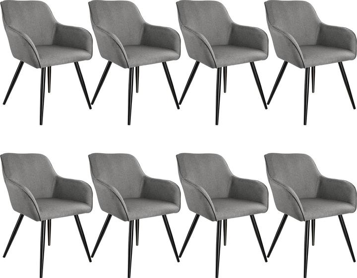 Actual product image tectake Set of 8ChairMarilynLinen look