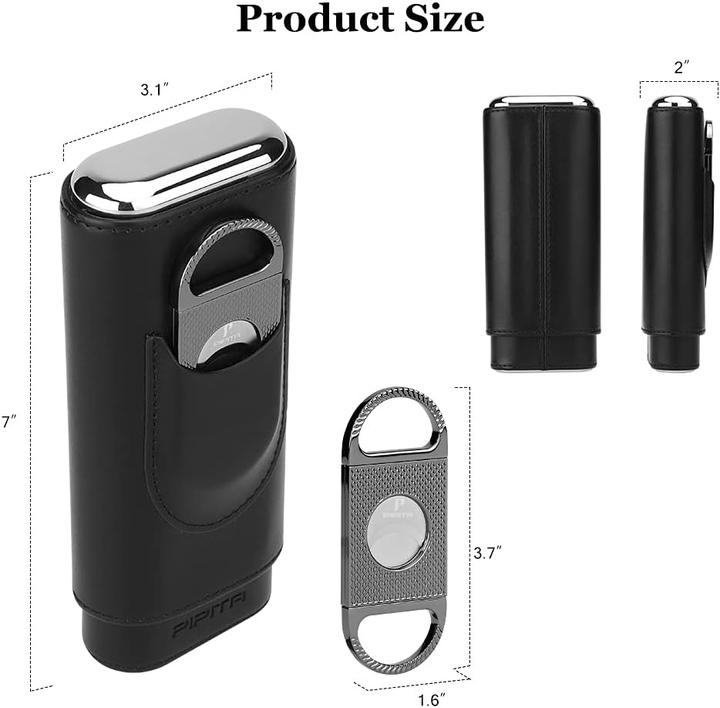 Actual product image Pipita Portable Travel 3 Cigar Case