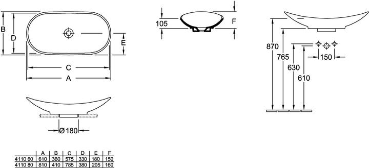 Produktbild Villeroy & Boch Aufsatzwaschbecken My Nature 81cm wei mit Beschichtung 411080R1 (410 mm, 810 mm)