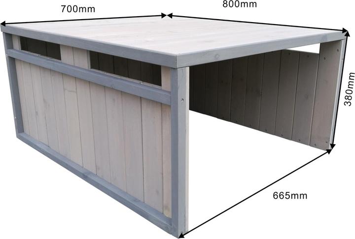 Produktbild Wiltec Mähroboter Holzgarage Flachdach Massivholz Unterstand Carport Grau (Mähroboter, Mähroboter Garage)