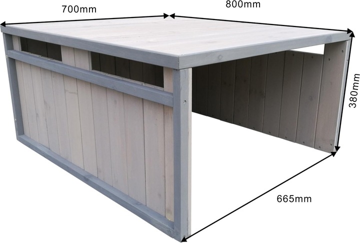 Produktbild Wiltec Mähroboter Holzgarage Flachdach Massivholz Unterstand Carport Grau (Mähroboter, Mähroboter Garage)