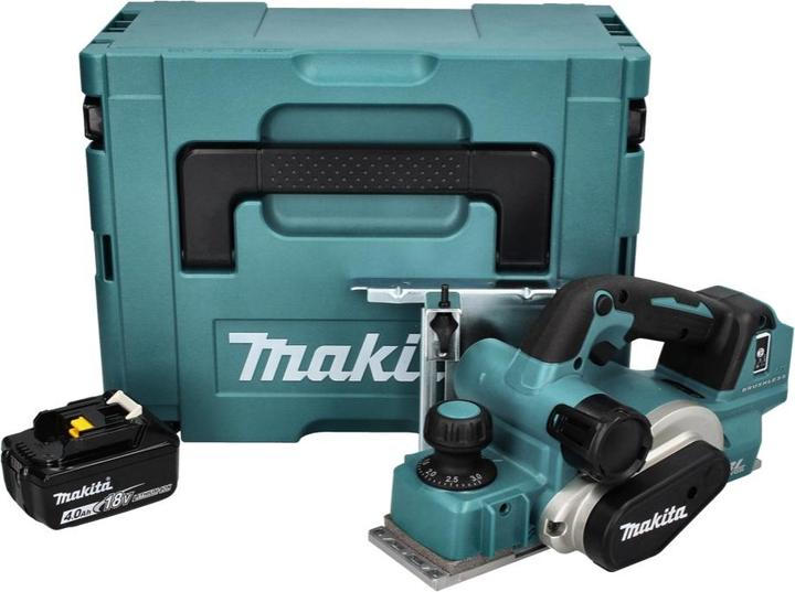 Immagine prodotto Makita DKP 181 M1J Pialla a batteria Pialla a filo 82 mm 18 V Brushless + 1x batteria 4,0 Ah + Makpac -