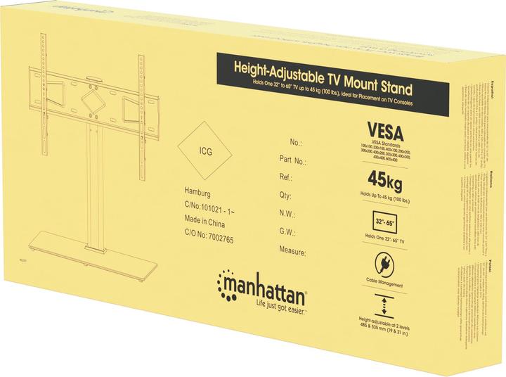 Image du produit Manhattan Support pour téléviseur réglable en hauteur au maximum (Tables, 65", 45 kg)